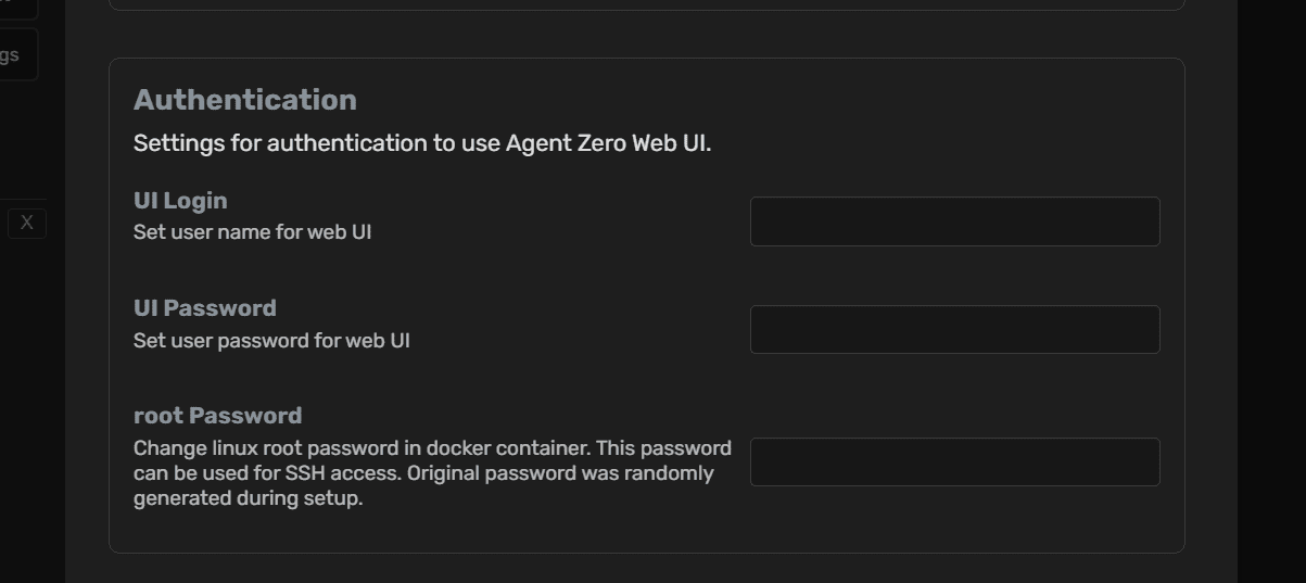 Authentication settings