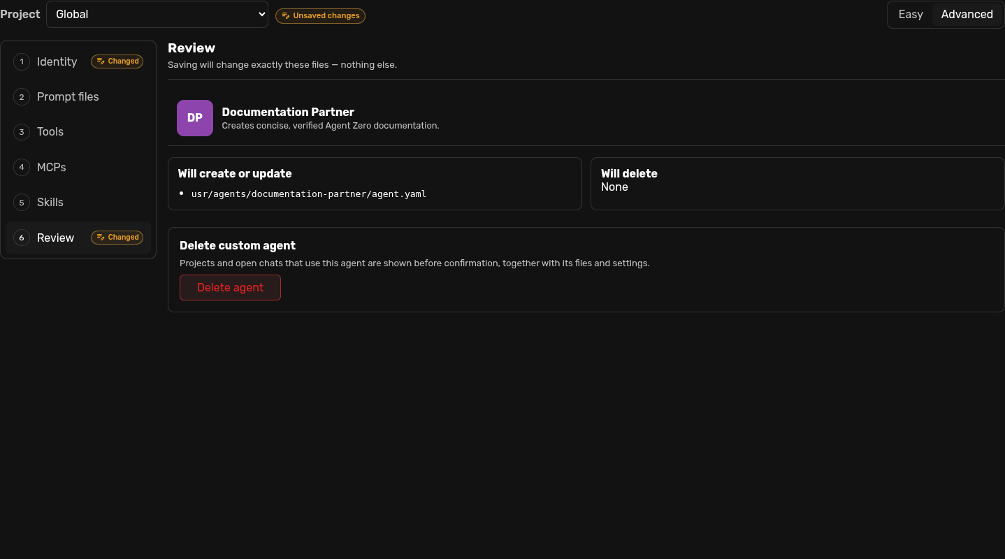 Advanced Review showing one exact sparse file update